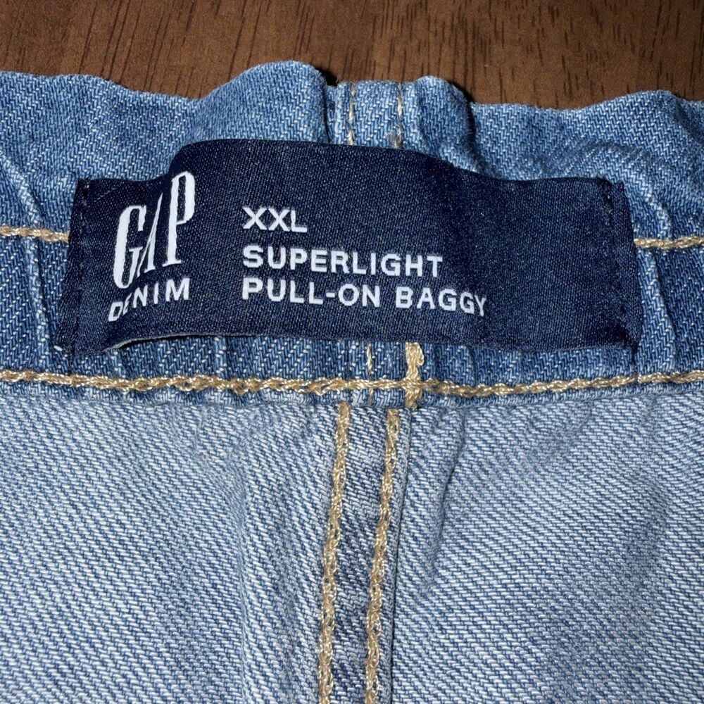 Gap Superlight Pull On Baggy Jeans Pants Light Wash Denim High Rise Wide Leg XXL - Picture 4 of 10